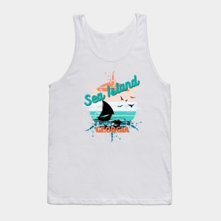 Sea Island Georgia Retro Vintage Exploding Sunset Tank Top